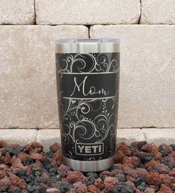 Laser Engraved Gift for Mom - YETI® or Polar Camel Tumbler with Hibisc