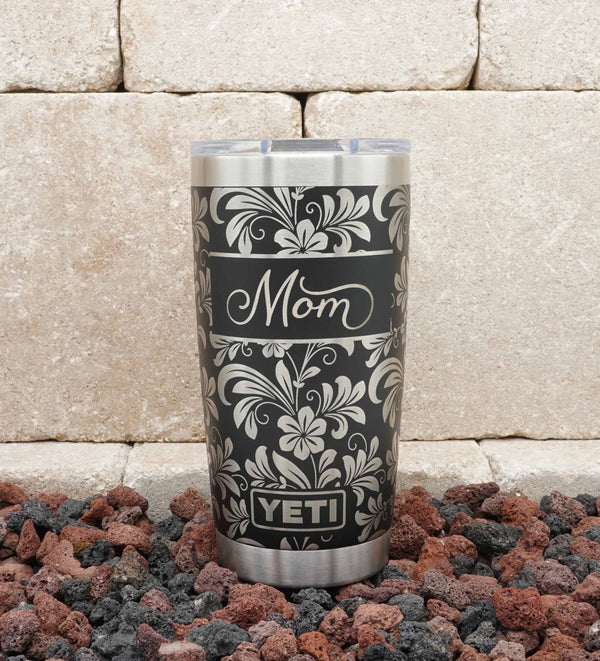 Laser Engraved YETI® or Polar Camel Tumbler with Swirl Wrap-Around Design