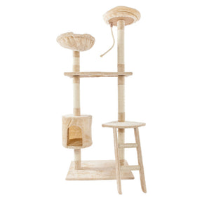 BEESCLOVER Multi-level Cat Tree Condo Cat Climbing Frame for Kittens Cats Pets Beige
