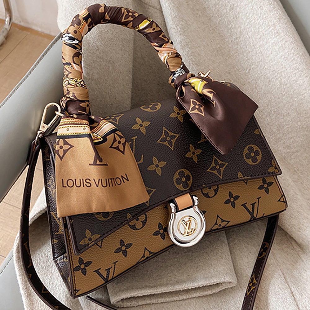 LV Louis Vuitton retro tote bag satin silk scarf satchel fashion