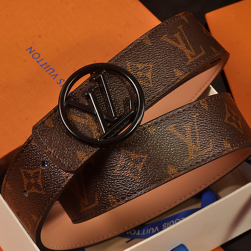 LV Louis Vuitton Laser Popular Woman Men Smooth Buckle Leather Belt