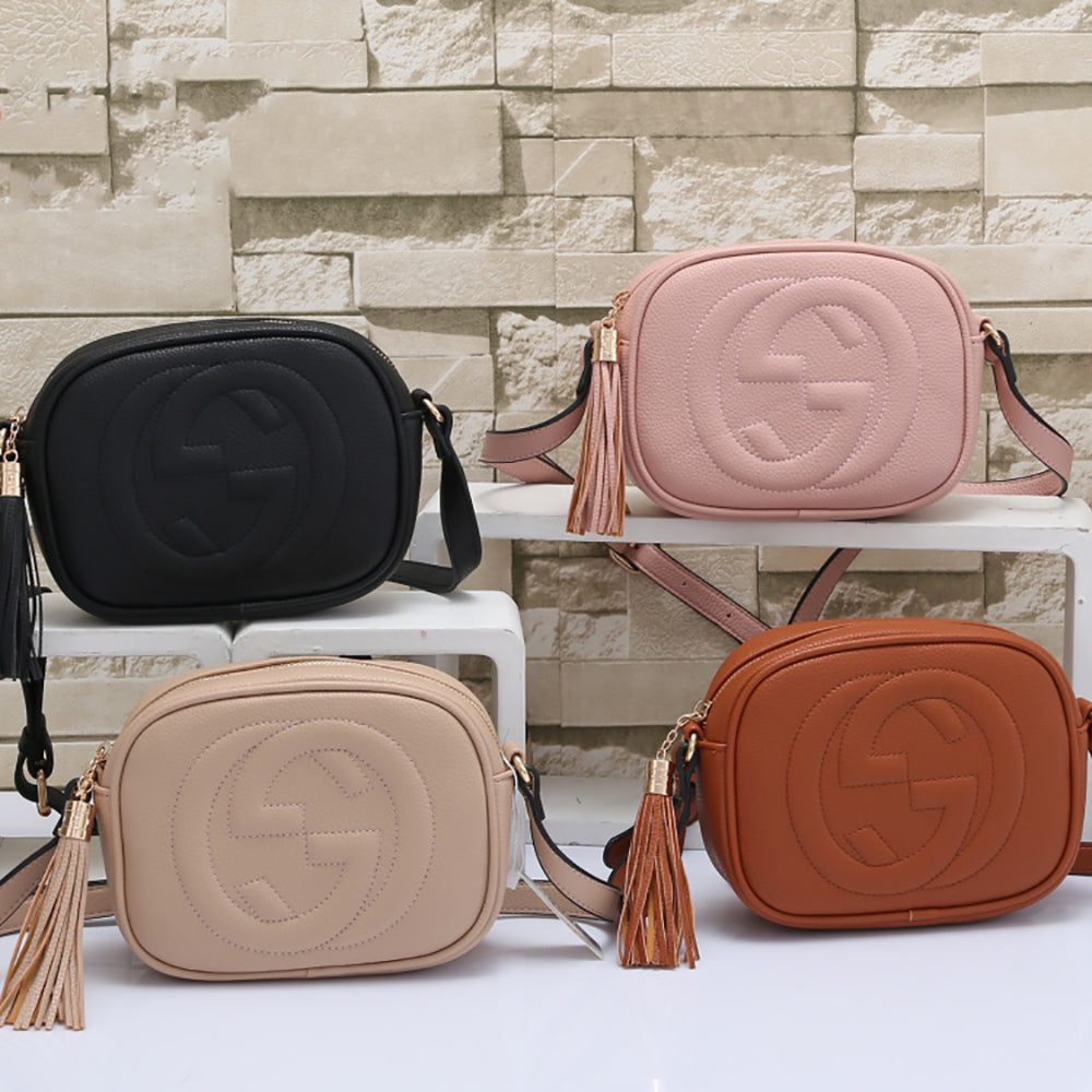 GG solid color letter logo women shopping zipper shoulder bag tassel messenger bag cosmetic bag