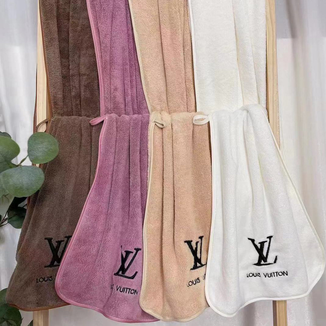 LV Louis Vuitton Solid Coral Fleece Bath Towel Towel Set Absorbe
