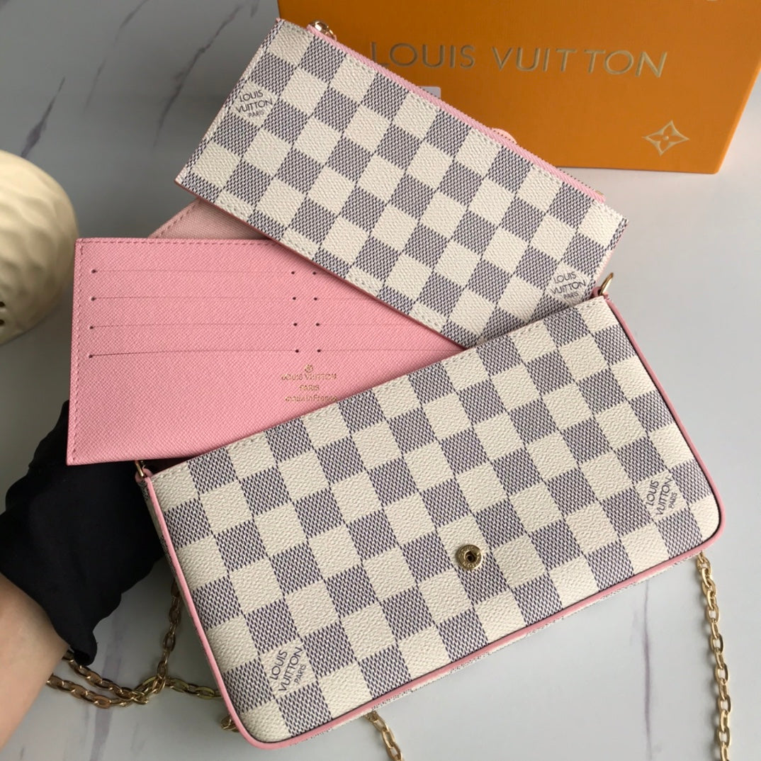 LV Louis Vuitton Hot Sale Letter Printing Color Women's Shopping Three-Piece Shoulder Bag Crossb