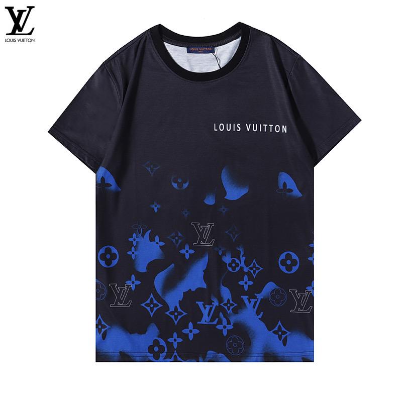 LV Louis Vuitton Fashion Gradient Logo Short Sleeve T-shirt