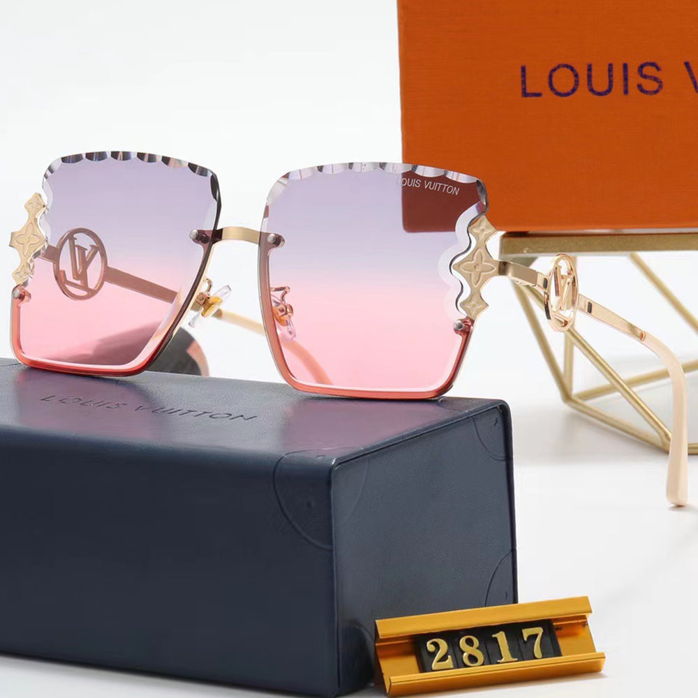 LV Louis Vuitton Hot Sale Letter Logo Couples Large Frame Glasses Beach Sunglasses