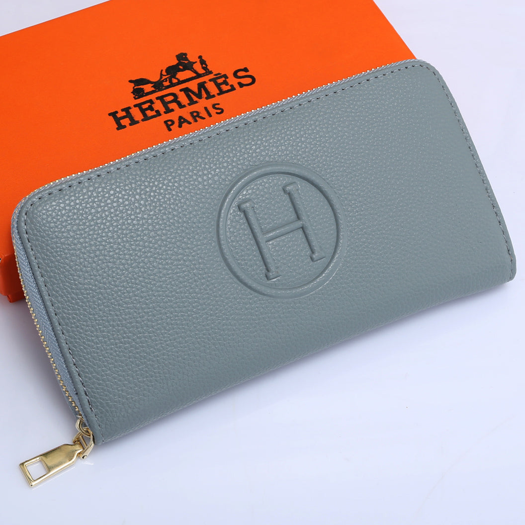 Hermes H letter logo zipper clutch wallet Bag