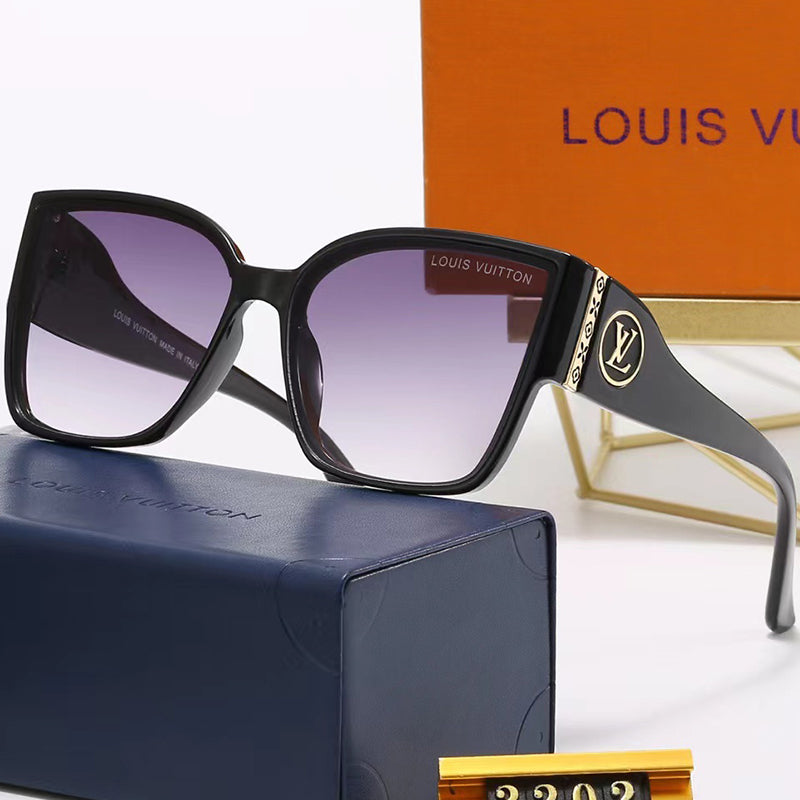 LV Louis vuitton lettered logo Women's men's temperament glasses casual sunglasses