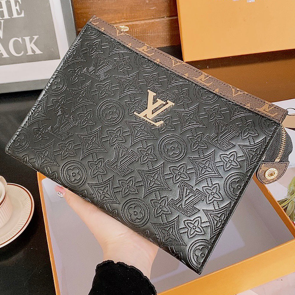 LV Louis Vuitton Vintage Embossed Letter Logo Women's Clutch