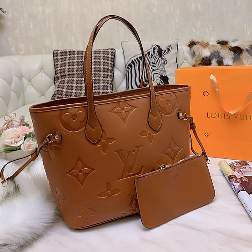 LV Louis Vuitton Shopping Leather Tote Handbag Shoulder Bag Purse Wallet Set Two-Piece Bag