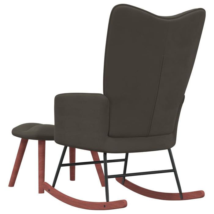 Rocking Chair with a Stool Dark Gray Velvet Rocking Chairs - Marions home