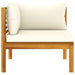 Sectional Corner Sofa with Cream White Cushion Acacia Wood - Marions home