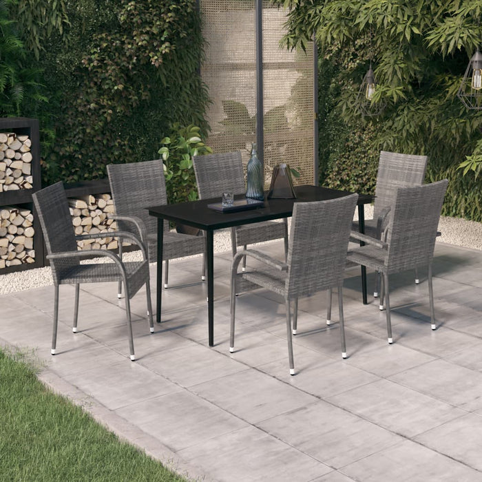 7 Piece Patio Dining Set Gray and Black - Marions home