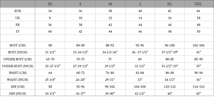 Bra size guide