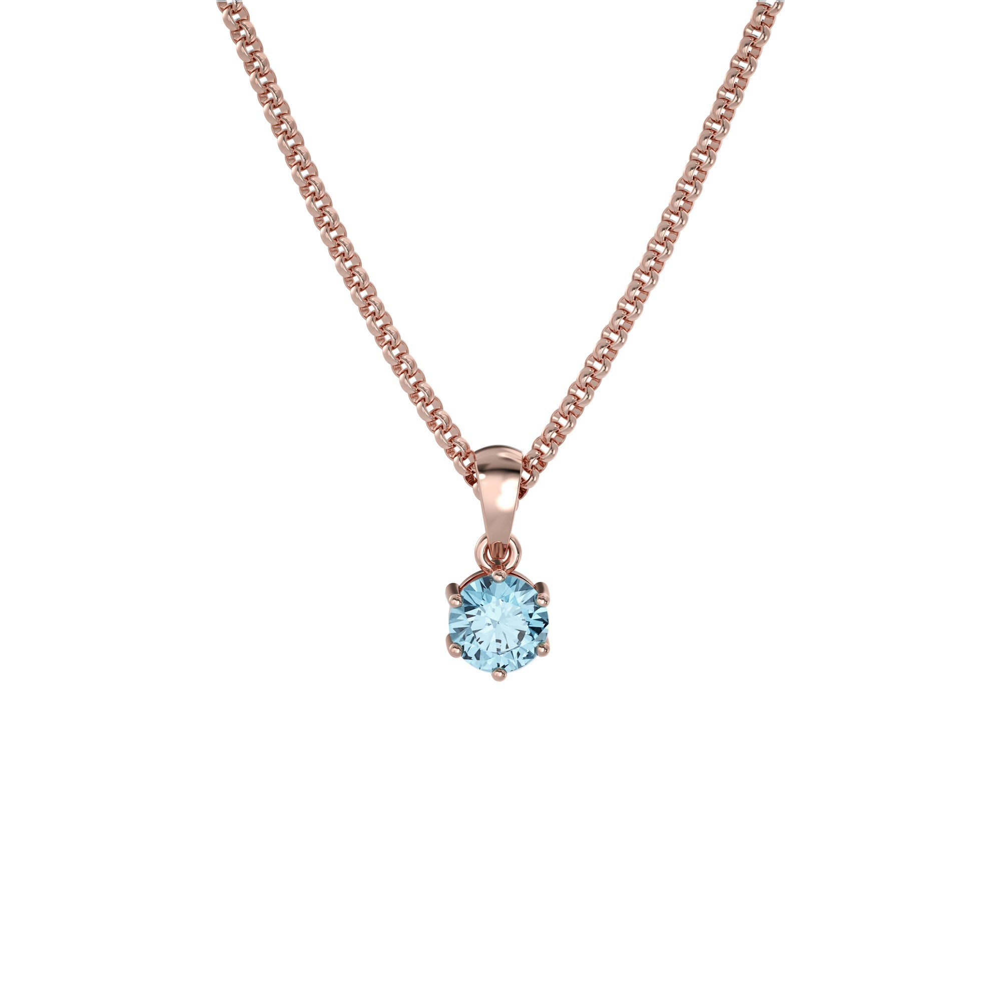 blue topaz rose gold necklace