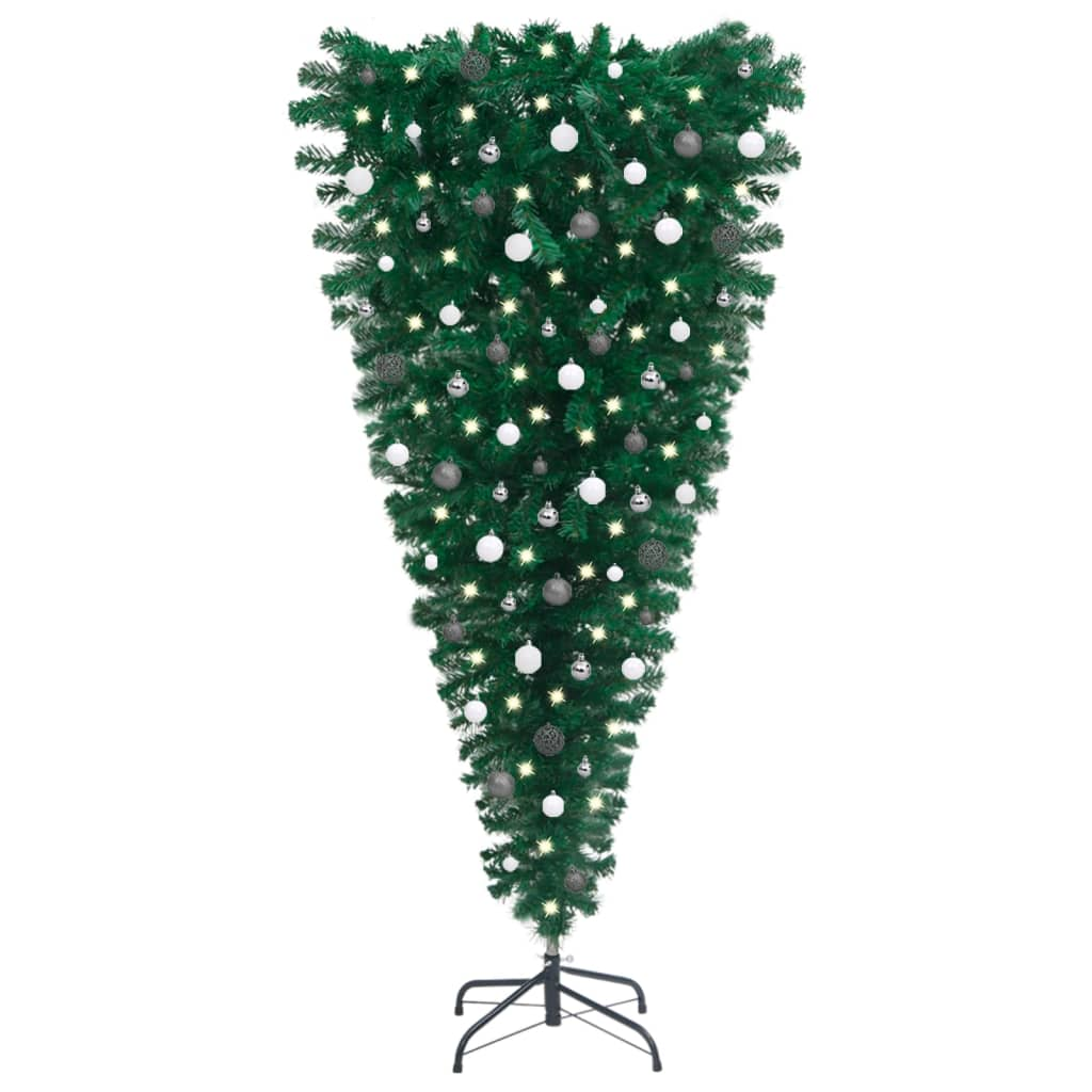 vidaXL Upside-down Artificial Christmas Tree with LEDs&Ball Set 70.9"