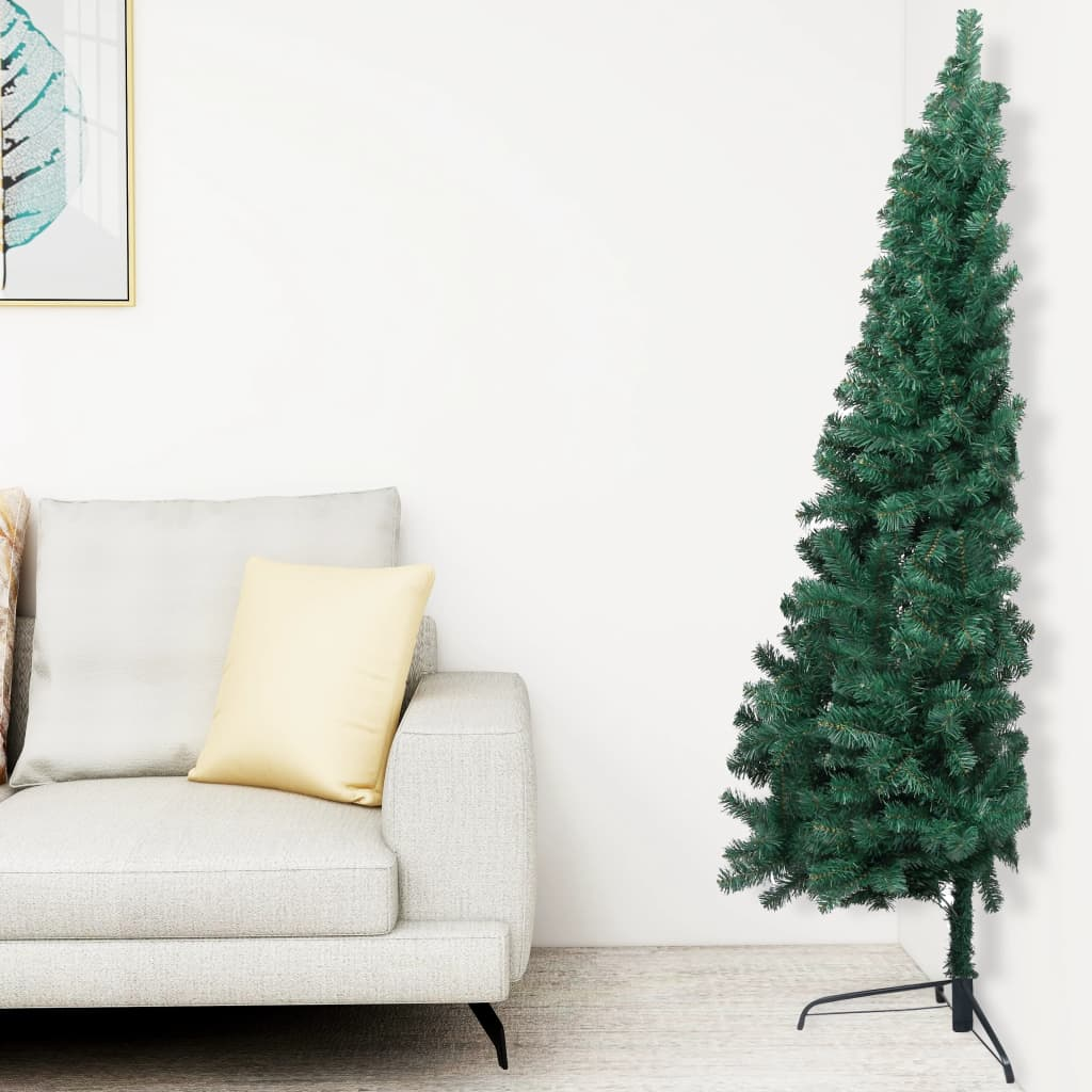 vidaXL Artificial Half Christmas Tree with Stand Green 5 ft PVC
