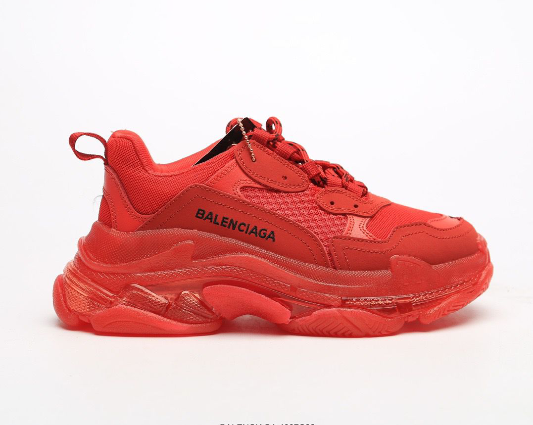 Balenciaga Triple S Clear Sole Red Sneakers Shoes