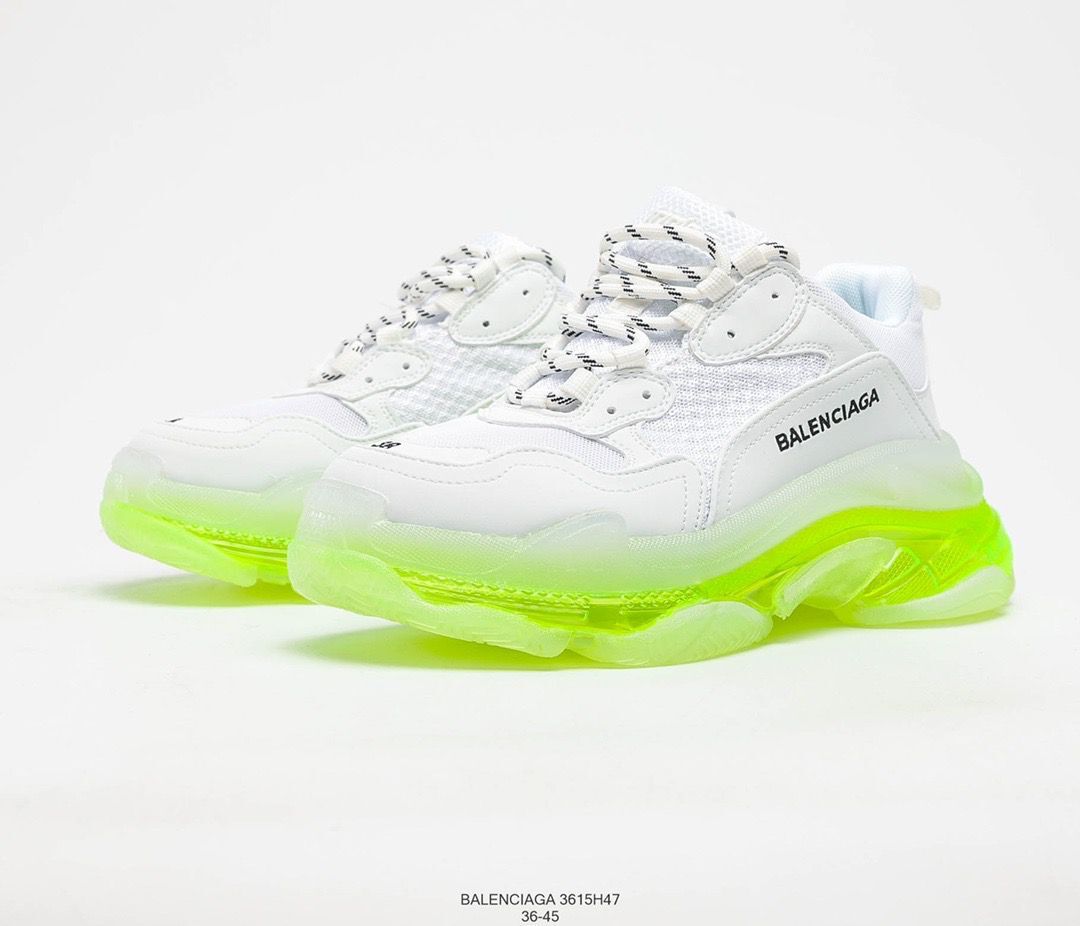 Balenciaga Triple S Clear Sole White Green Sneakers Shoes