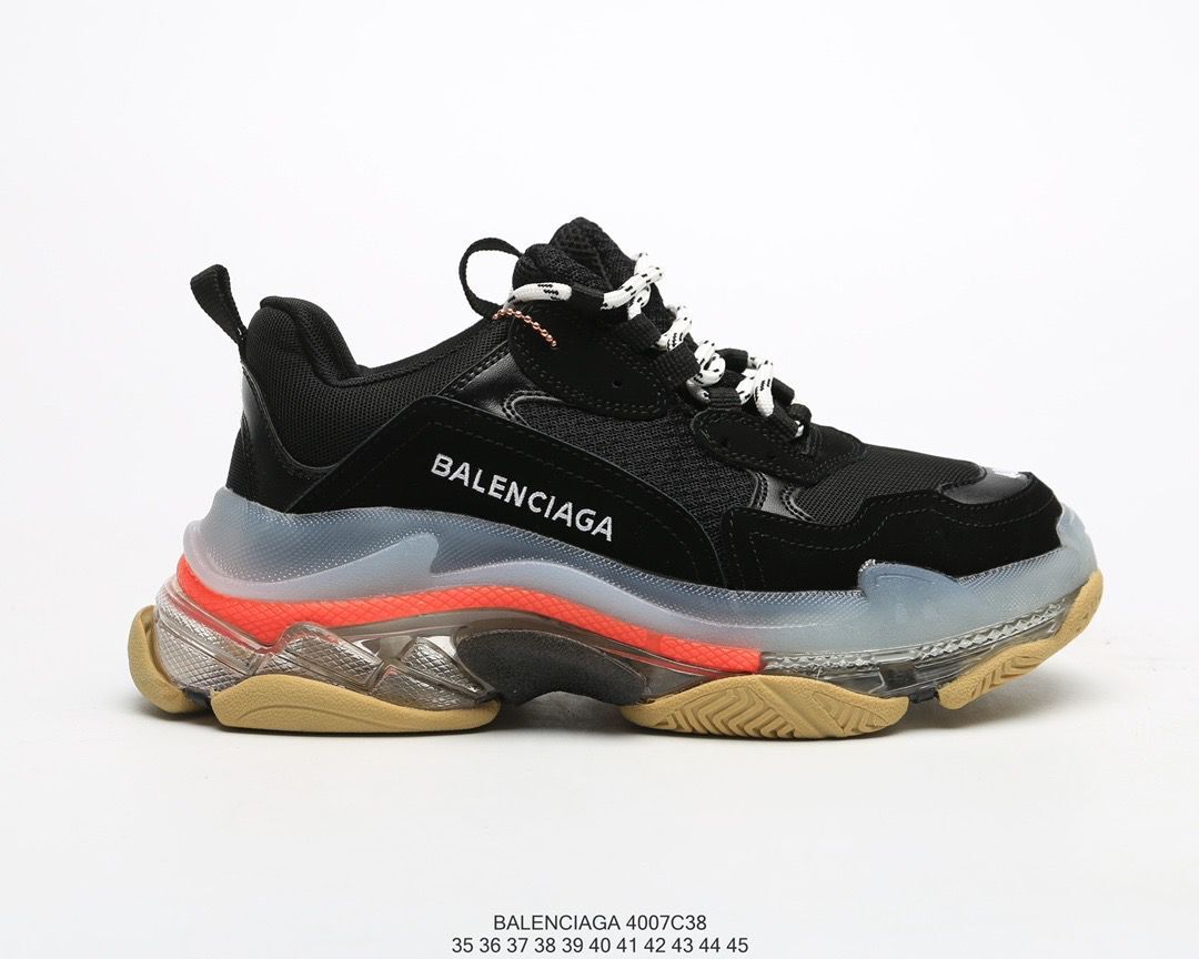 Balenciaga Triple S Clear Sole Black Red Sneakers Shoes