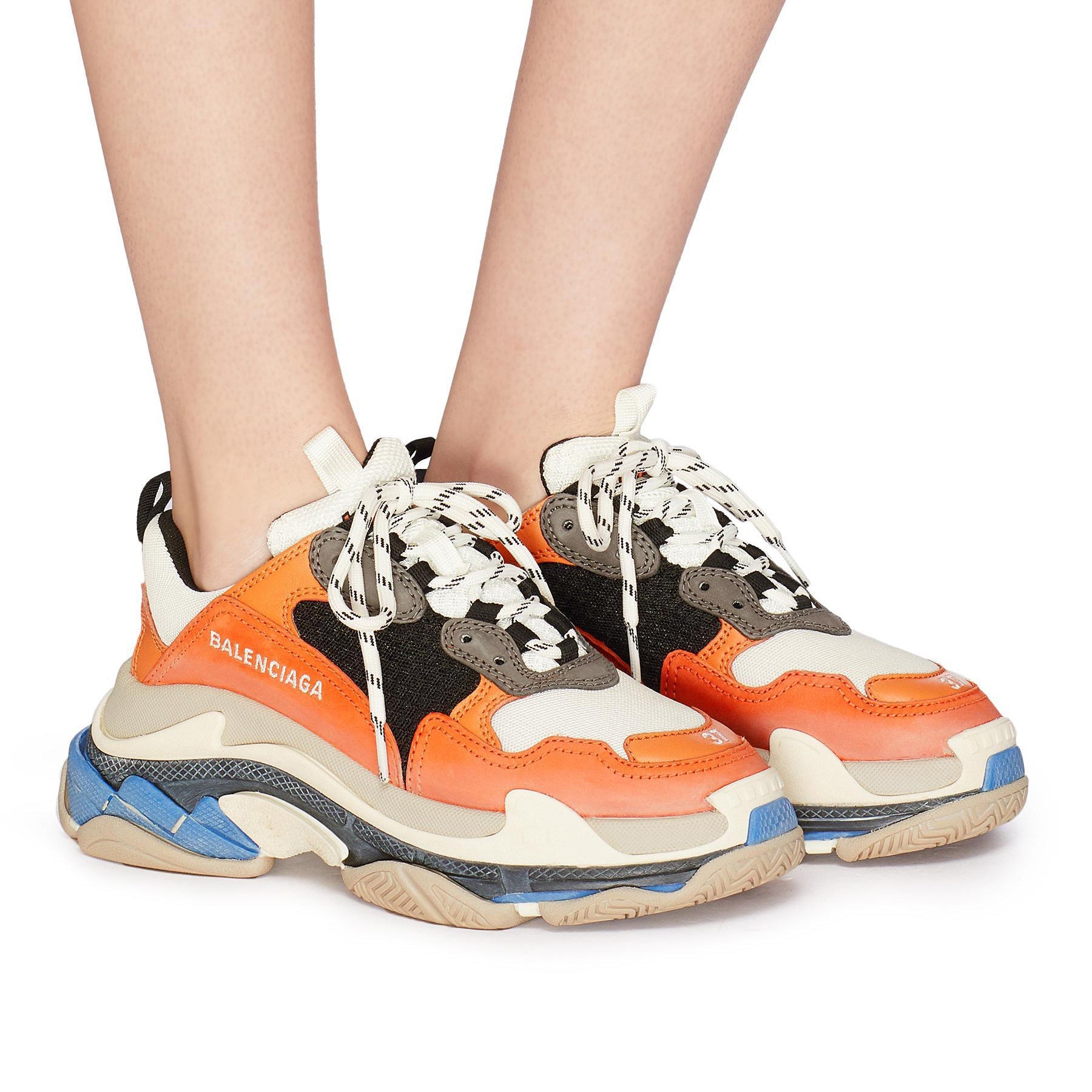 Balenciaga Triple S Orange Grey Black Sneaker Shoes