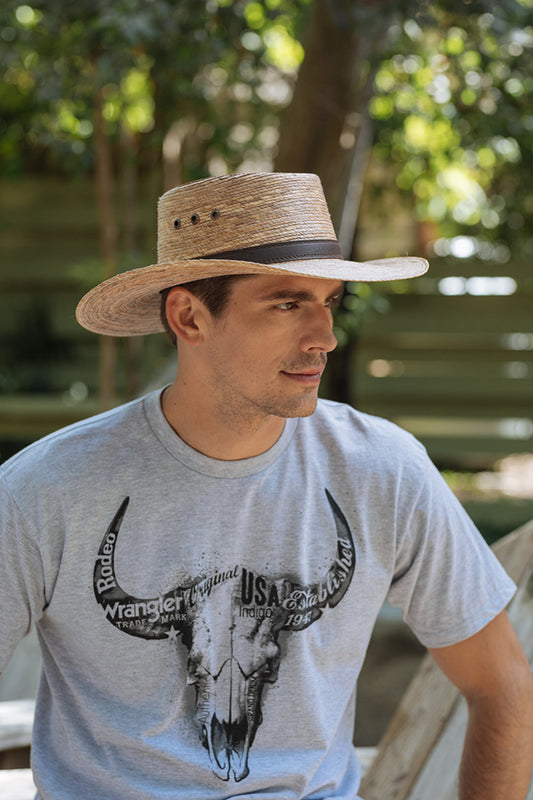 Mens Straw Sun Hats - Fun in the Sun (Lifeguard & Resort) - Black