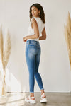 KanCan Mid Rise Pocket Frayed Hem Button Fly Skinny Jeans
