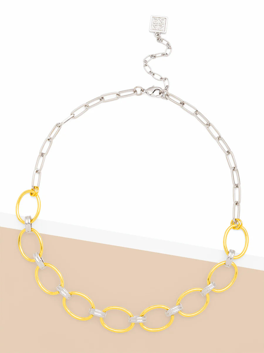 Two-Tone Oval Link Collar Necklace