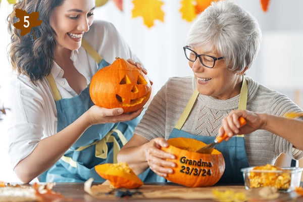 Grandma pregnancy reveal with pumpkin