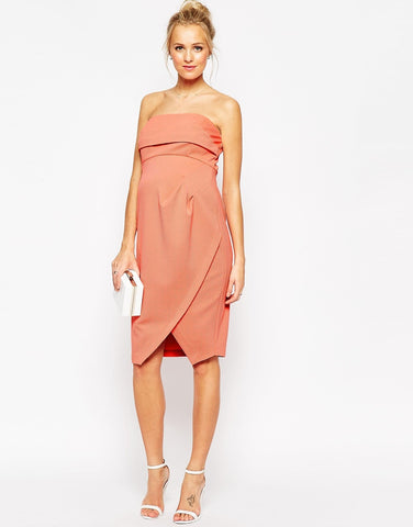 peachy in this Bandeau Cocktail midi dress from Asos