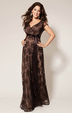 Chocolate coloured Eden maternity gown from Tiffany Rose