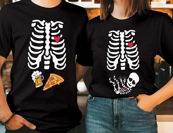 Ribcage Pregnancy Maternity Soon Dad To Be Funny Halloween T Shirt Baby Bump Announcement