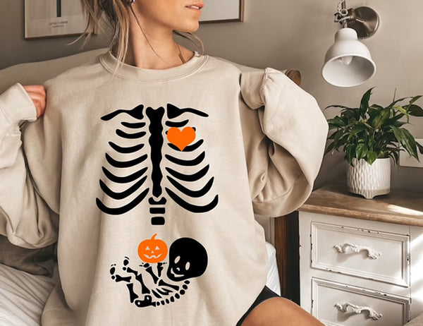 Skeleton Halloween Maternity Sweatshirt, New Baby Boy Pregnancy Announcement Shirt 2023, Pregnant Women Sweater, Mommy to Be Sweater