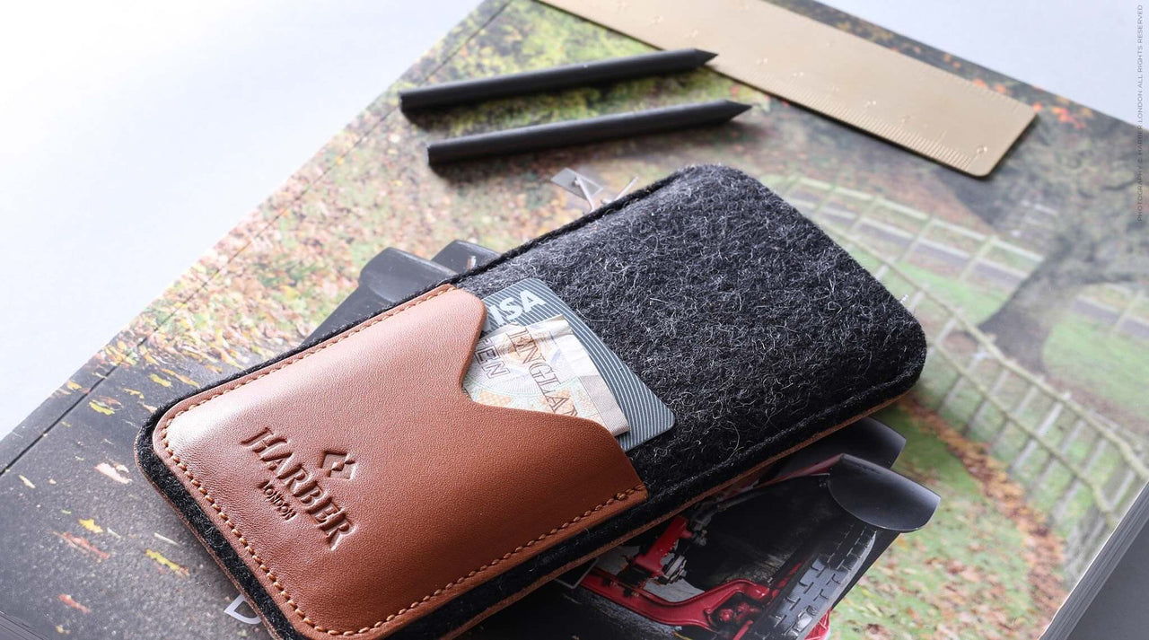 Black Edition – Leather Smartphone Sleeve Wallet | Harber London