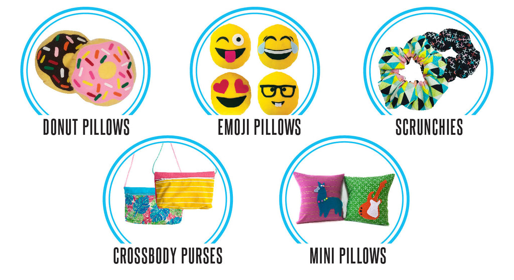 Sewing Projects for Girl Scouts - Donut Pillows, Emoji Pillows, Scrunchies, Crossbody Purses, Mini Pillows