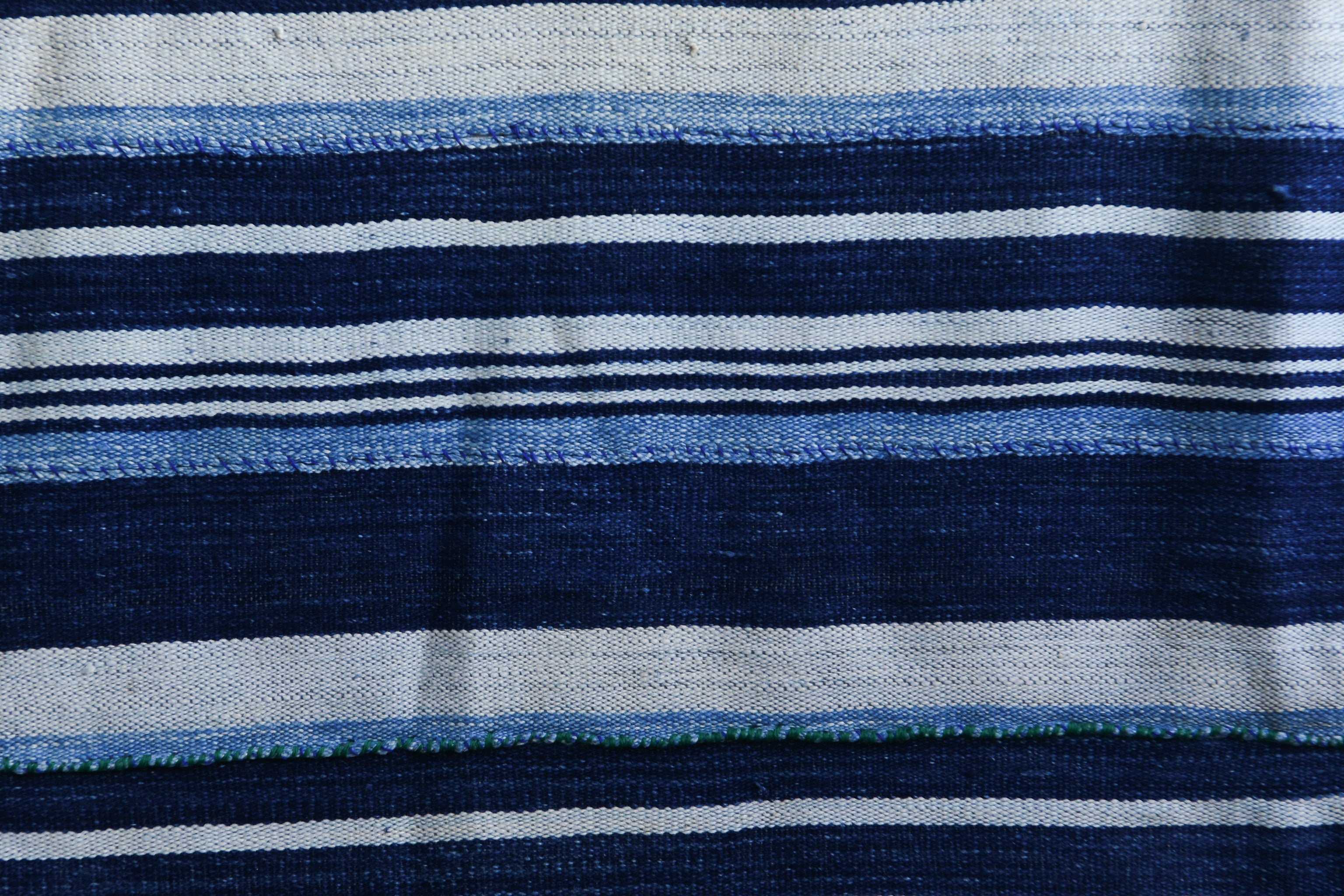 Vintage African Textile, Blue White Cotton Fabric