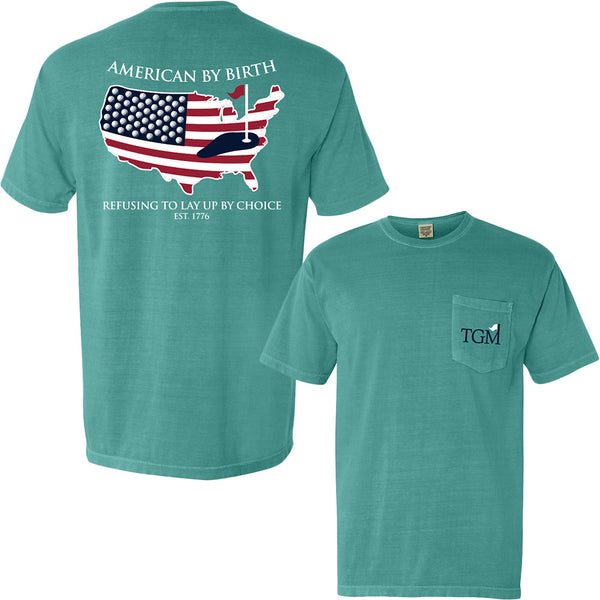 American by Birth - Short Sleeve Pocket T-shirt - Seafoam – Total Golf Move