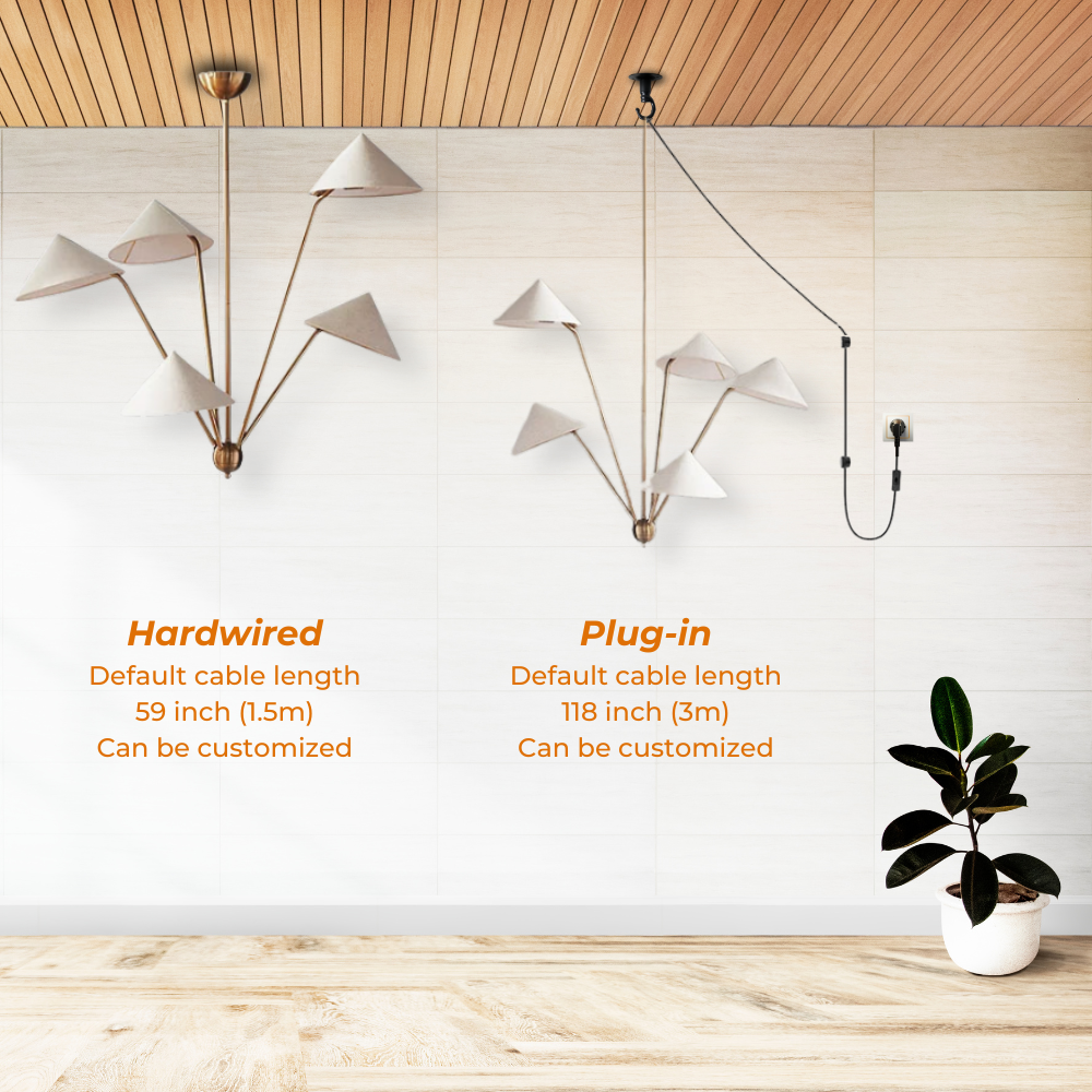 Wabi Sabi 5 Arm Fabric Cone Ceiling Lamp's Accessories Type