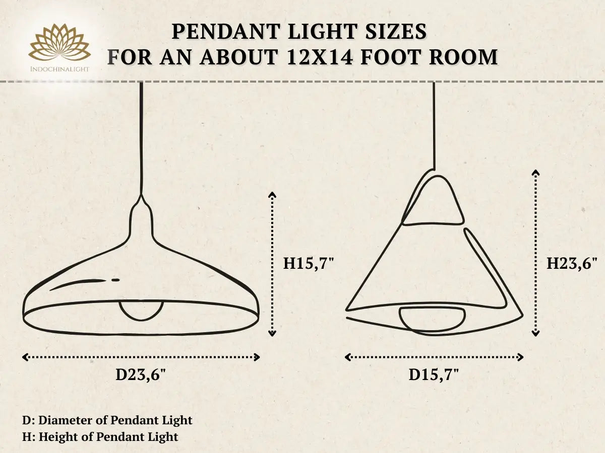 26-inch pendant light suitable for a 12x14 foot room