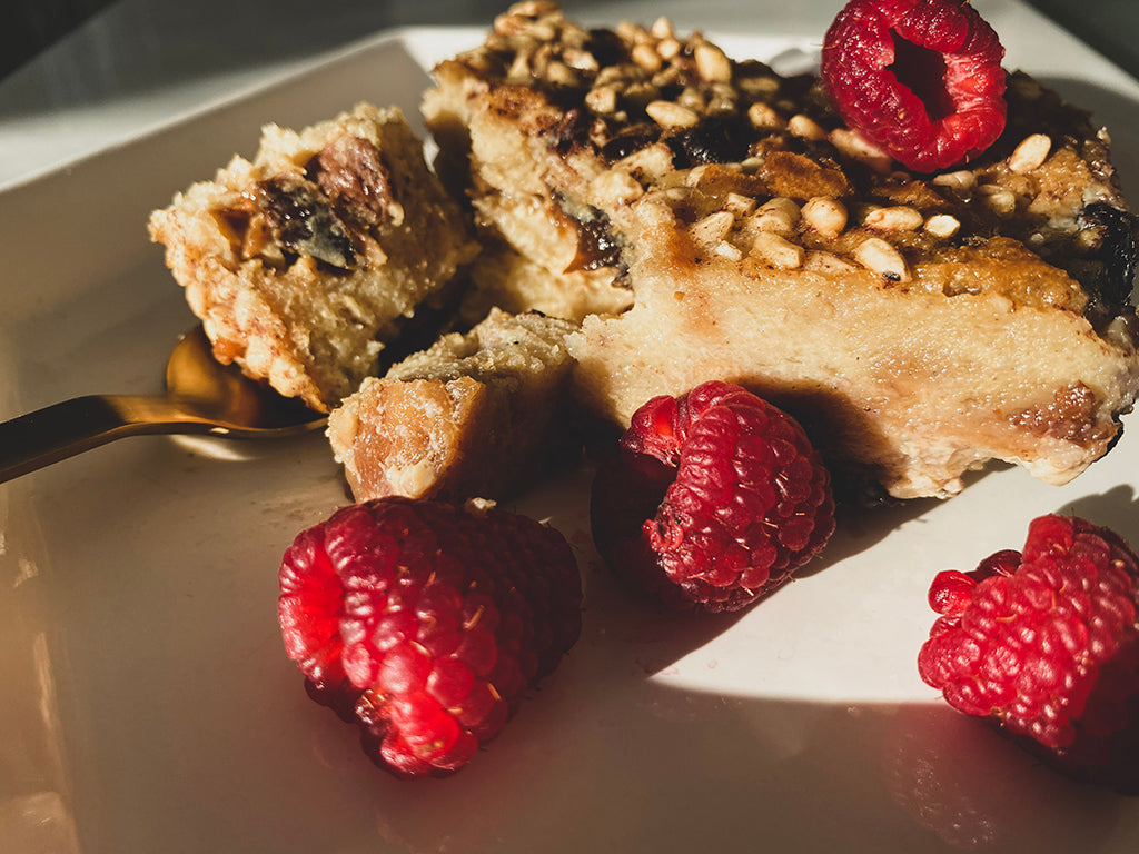 Raisin brioche bread pudding