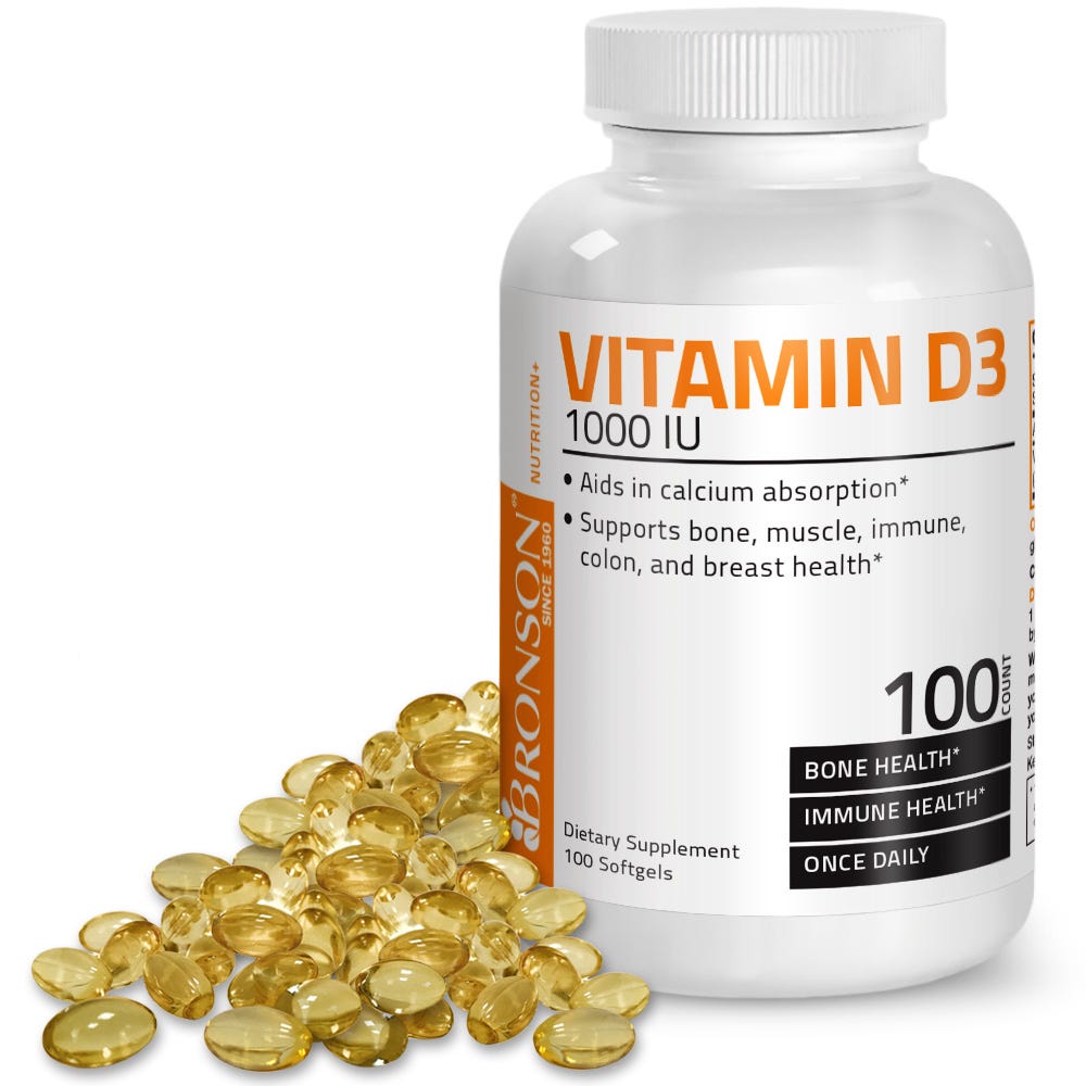 Vitamin D3 - 1,000 IU - 100 Softgels | Vitamins & Supplements | Bronson ...
