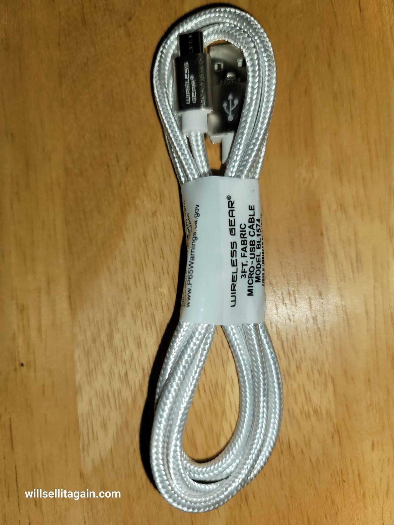 Wireless Gear 3FT Micro USB Fabric Cable - White
