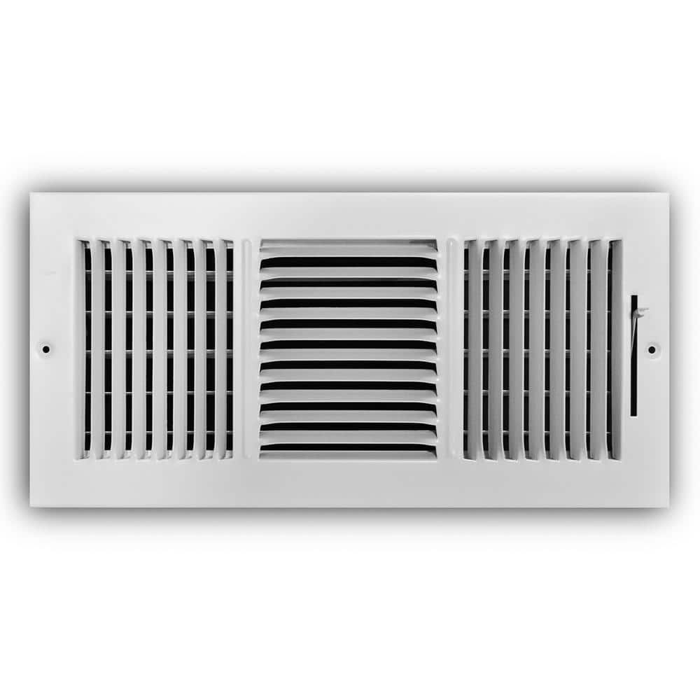 14 in. x 6 in. 3-Way Steel Wall/Ceiling Register in White