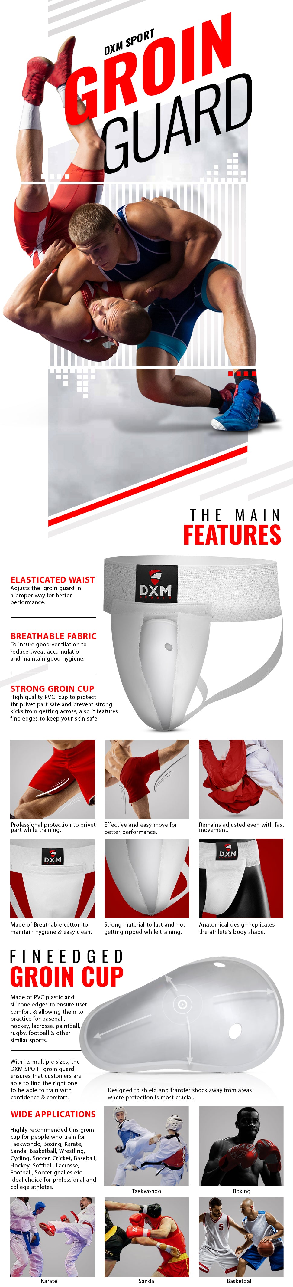 DXM Sports Groin Guard with Cup Protector for Boxing, MMA Training