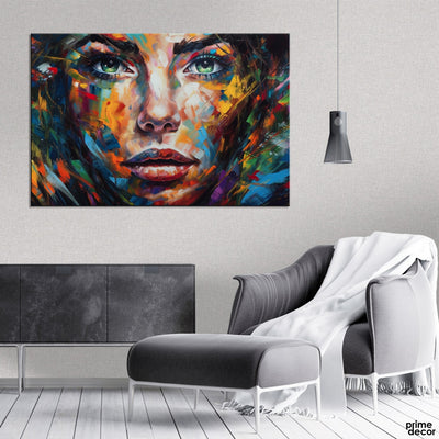 Green Eyed Beauty Acrylics Paint Strokes Style (Single Panel) Fashion Wall Art