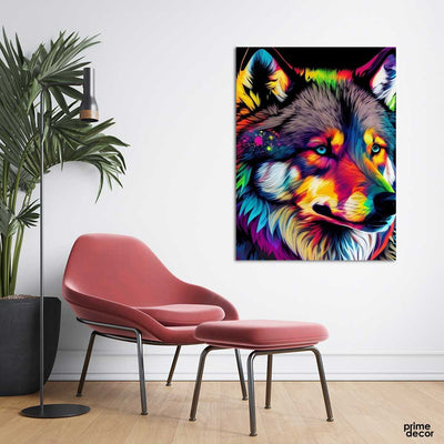 Premium Rainbow Wolf (Single Panel) Animal Wall Art