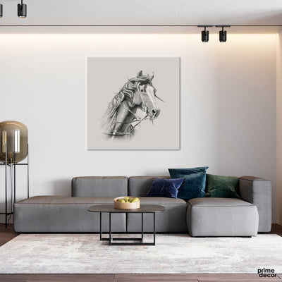Horse Pencil Portrait (Single Panel) Square Wall Art