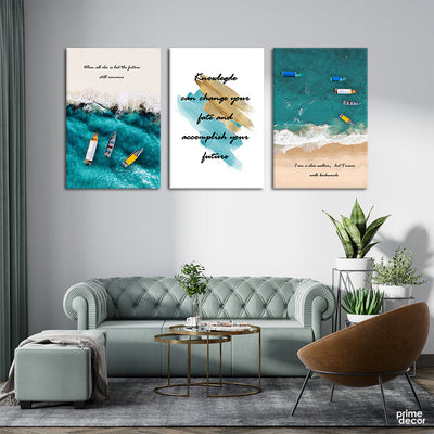 Knowledge Can Change Your Fate (3 Panel) Motivational Wall Art