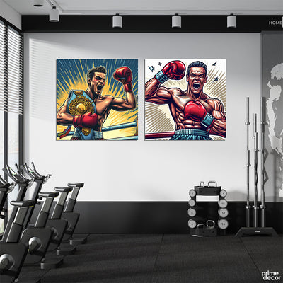 Boxing Champions Pop Art Style (2 Panel) Sports Wall Art