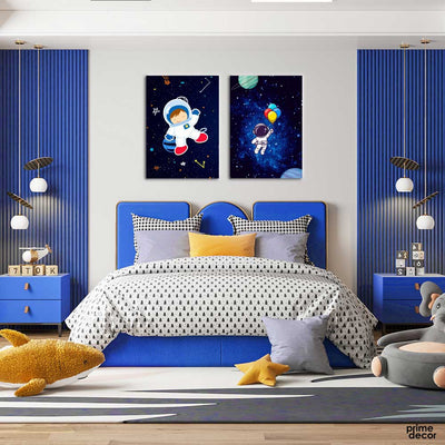 Astronaut Balloons (2 Panel) Space Wall Art